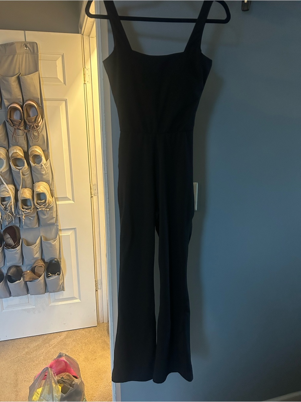 Thrive Black Boot-Cut Jumpsuit with Square Neck